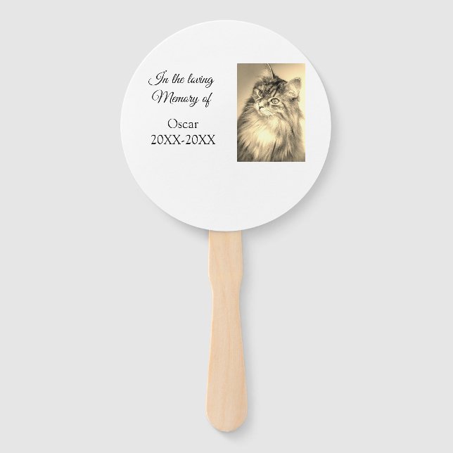 loving memorial keepsake funeral add pet name phot hand fan (Front)