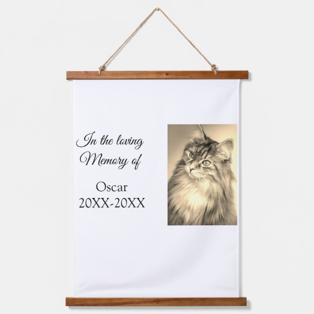 loving memorial keepsake funeral add pet name phot hanging tapestry (Front)