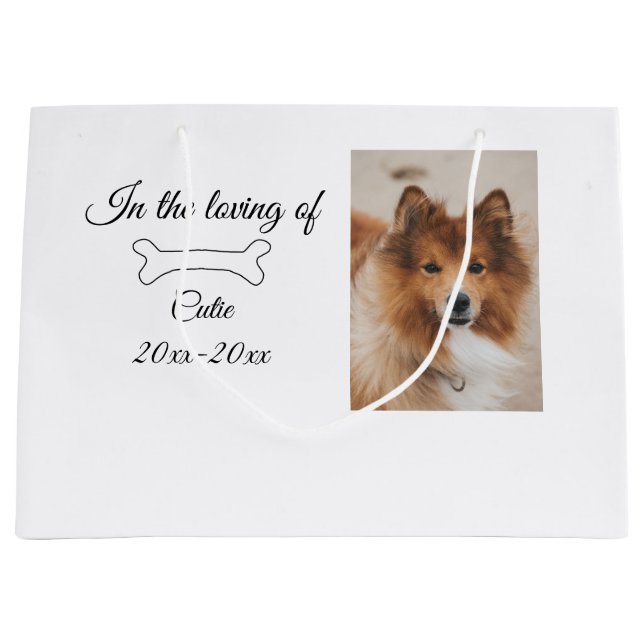 loving memorial keepsake funeral add pet name phot large gift bag (Front)