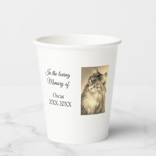 loving memorial keepsake funeral add pet name phot paper cups
