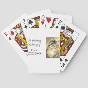 loving memorial keepsake funeral add pet name phot playing cards