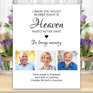 Loving Memory 3 Photo Collage Memorial Wedding Poster