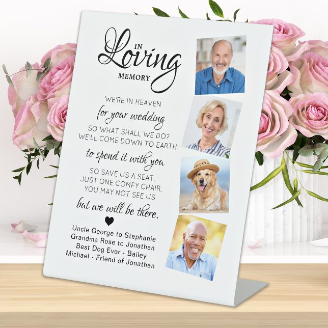 Loving Memory 4 Photo Heaven Poem Wedding Memorial Pedestal Sign (Creator Uploaded)