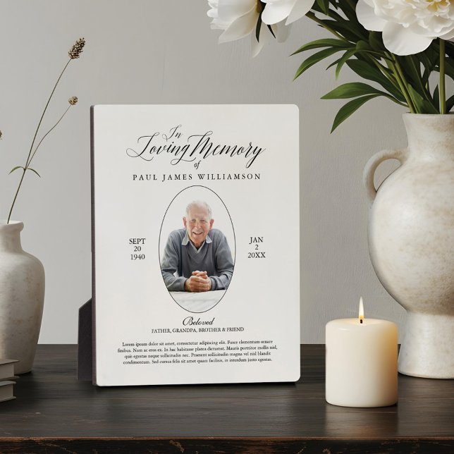 Loving Memory Black/White Photo Memorial Keepsake Plaque (Loving Memory Black/White Photo Memorial Keepsake Plaque)
