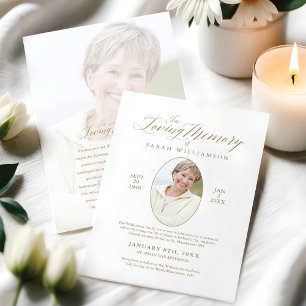 Loving Memory Calligraphy Photo Memorial Service Invitation