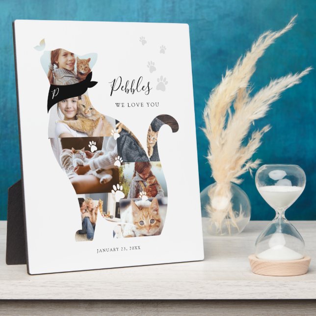 Loving Memory Cat Photo Collage Pet Memorial Plaque (Side)