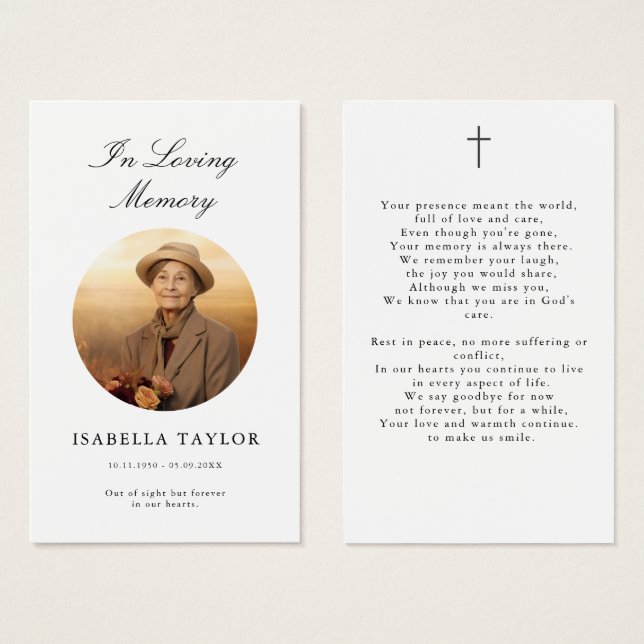 Loving Memory Catholic Funeral Photo Prayer Card (Front & Back)