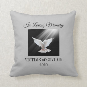 Loving memory, Covid 19 victims, gray Cushion