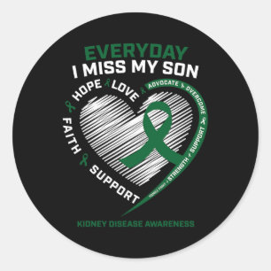Loving Memory Gifts Miss My Son Kidney Disease Awa Classic Round Sticker
