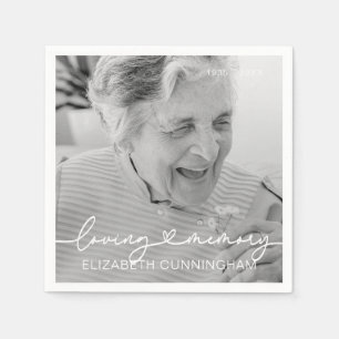 Loving Memory Modern Elegant Heart Photo Memorial Napkin