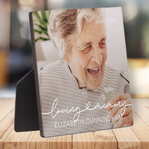 Loving Memory Modern Elegant Heart Photo Memorial Plaque