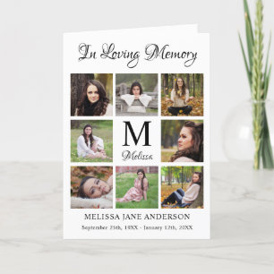 Loving Memory Modern Personalised 8 Photo Funeral Programme