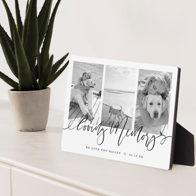Loving Memory | Modern Pet Memorial Photo Collage Plaque (Creator Uploaded)