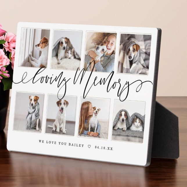 Loving Memory | Modern Pet Memorial Photo Collage Plaque (Loving Memory | Modern Pet Memorial Photo Collage Plaque)