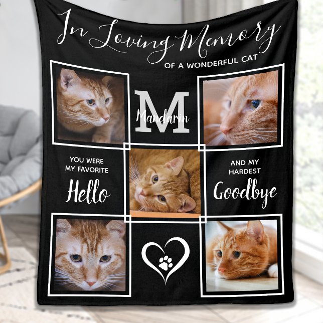 Loving Memory Personalised Cat Pet Photo Memorial Fleece Blanket (Creator Uploaded)