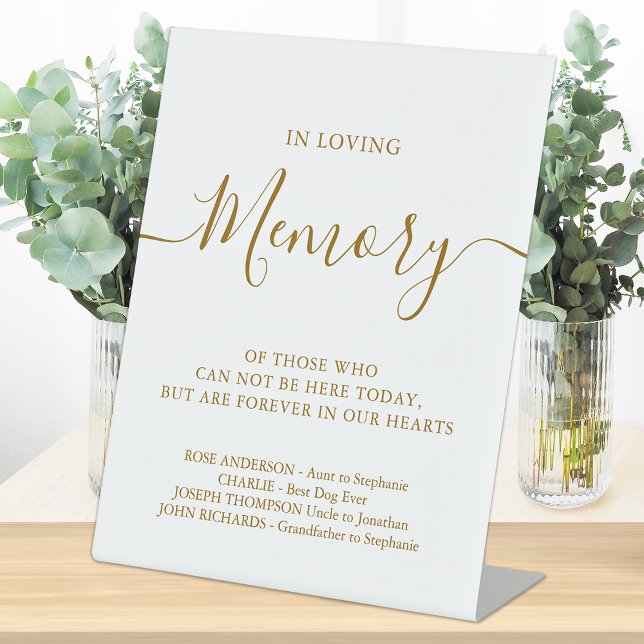 Loving Memory Personalised Gold Wedding Memorial  Pedestal Sign (Creator Uploaded)