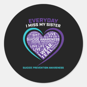 Loving Memory Sister Suicide Awareness Gifts Men P Classic Round Sticker