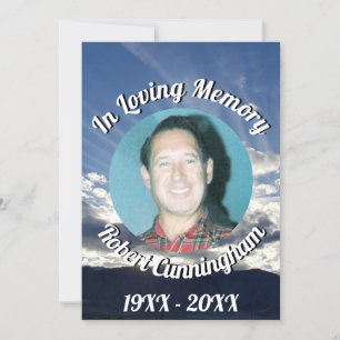 Loving Memory Sunset Cloud Lines Photo Memorial  Invitation