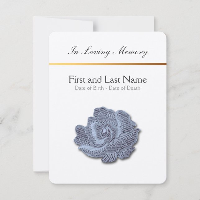 Loving Memory Vintage Rose 3 Funeral Announcement (Front)