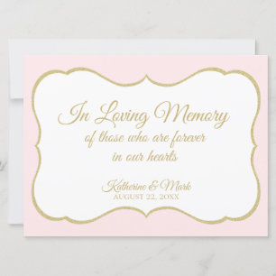 Loving Memory Wedding Sign Gold and Pink Sign Announcement