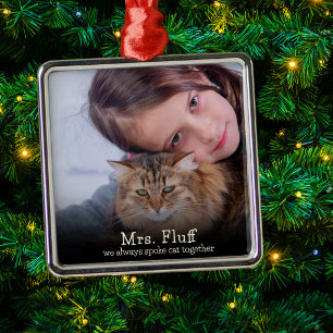 Loving Minimalistic Photo Cat Memorial Metal Tree Decoration