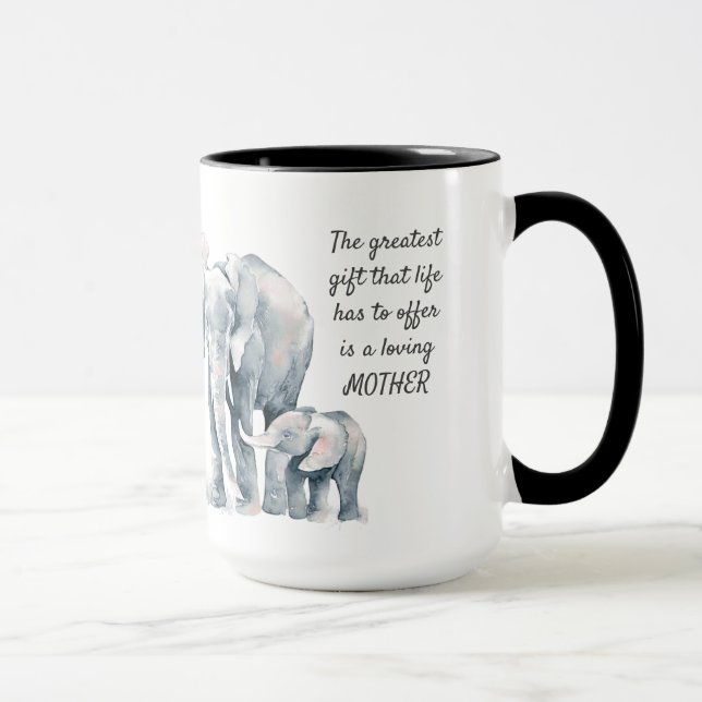 Loving Mother Quote Elephant & Child Mug (Right)