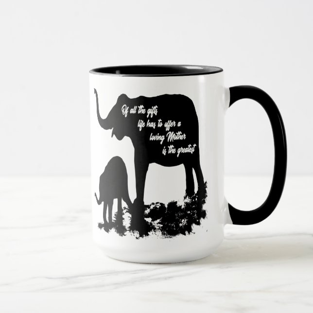 Loving Mother Quote Elephants Mug (Right)