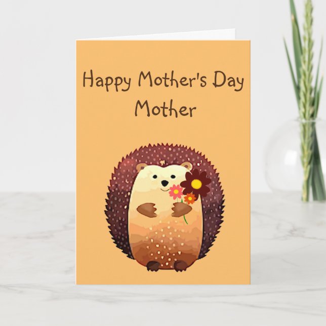 Loving Mother's Day with Cute Hedgehog Animal Card (Front)
