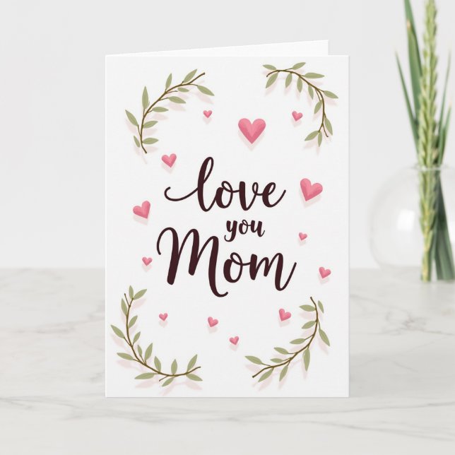 Loving Mum Maroon Script Card (Front)