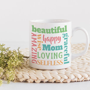 Loving Mum Words - Pretty Multi Colour Typography Coffee Mug