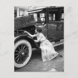 Loving My Old Car, 1920s Postcard