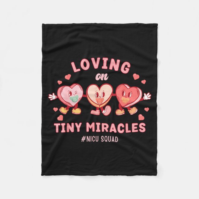 Loving On Tiny Miracles Nicu Squad Valentines Neon Fleece Blanket (Front)