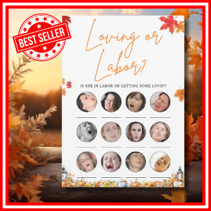 LOVING OR LABOR Baby Shower Game LITTLE PUMPKIN Invitation