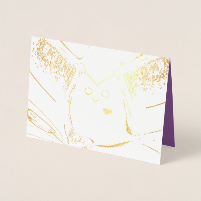 "Loving Owl" Blank Gold Foil Card w/Envelope (Front)