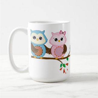 Loving Owl couple on a branch Coffee Mug