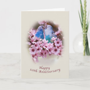 Loving Parakeets 10th Anniversary Card