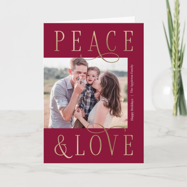 Loving Peace Editable Colour Folded Holiday Card (Front)