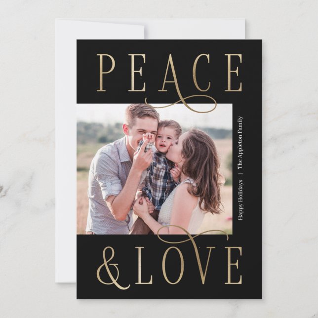 Loving Peace Editable Colour Holiday Photo Card (Front)