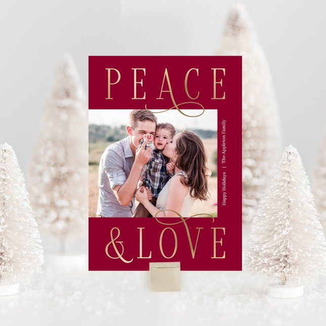 Loving Peace Editable Colour Holiday Photo Card (Creator Uploaded)