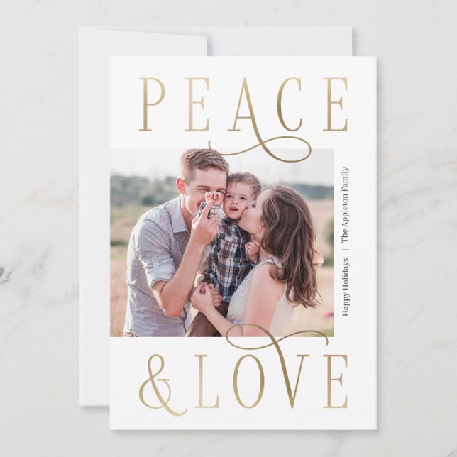 Loving Peace Editable Colour Holiday Photo Card (Front)