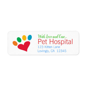 Loving Pets Heart Paw Print Return Address