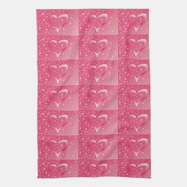 **LOVING PINK HEARTS** KITCHEN TOWEL (Vertical)