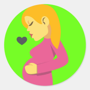 Loving Pregnant Emoji Classic Round Sticker
