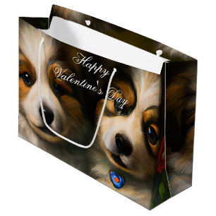 Loving puppies valentine  large gift bag