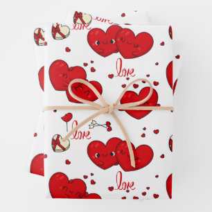 Loving Red Hearts Cute Valentine's Day Wrapping Paper Sheet