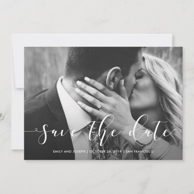 Loving Script | Save the Date with Photo (Front)