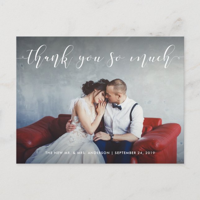 Loving Script | Thank You with Photo Postcard (Front)