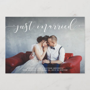 Loving Script   Wedding Announcement with Photo