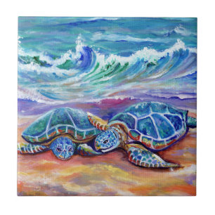 Loving Sea Turtles Hugging Tile