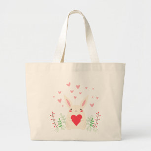 Loving Snuggly Kawaii Bunny Custom Large Tote Bag
